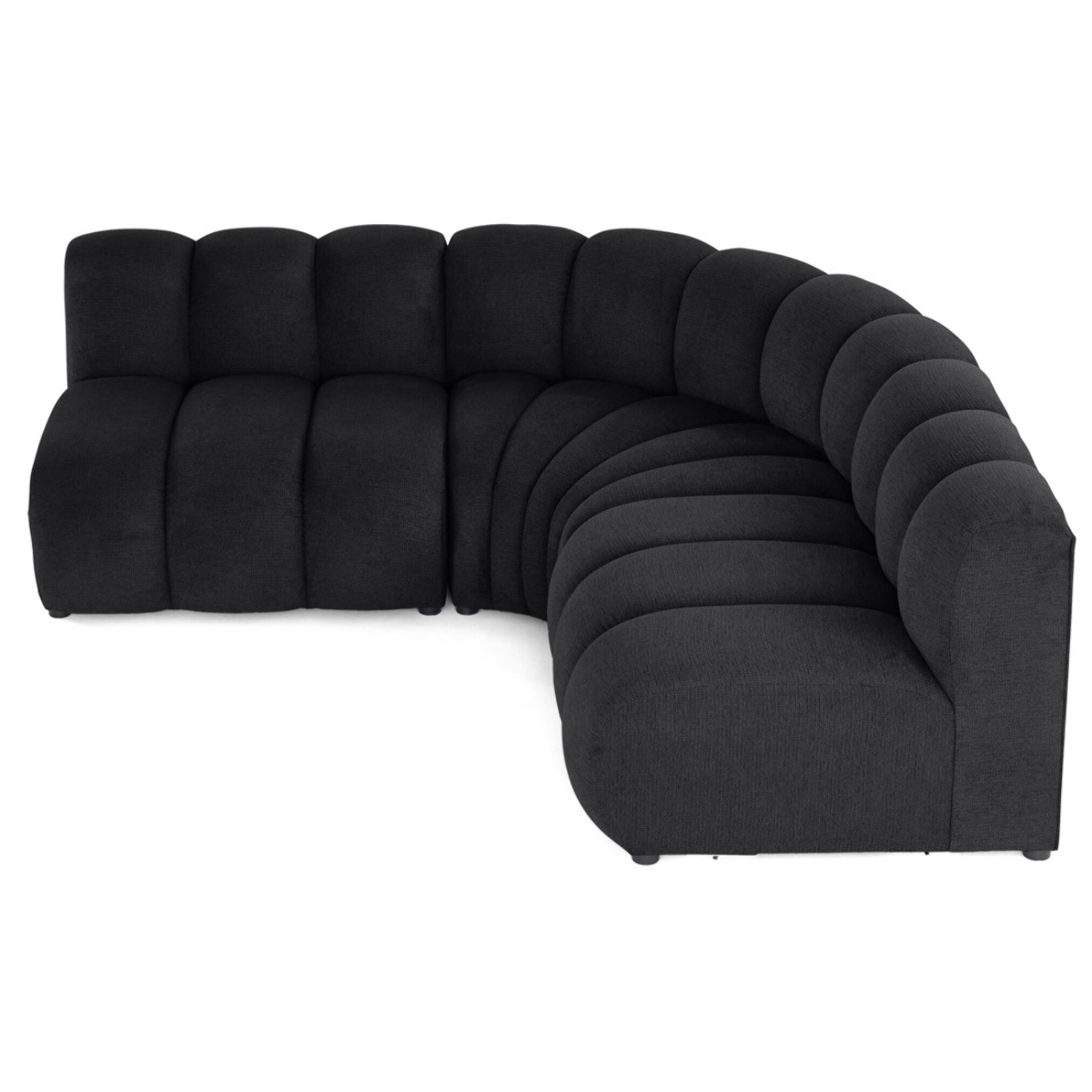 Debbie - canapé modulable d'angle réversible 4 places en tissu texturé - Noir