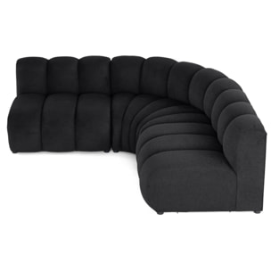 Debbie - canapé modulable d'angle réversible 4 places en tissu texturé - Noir