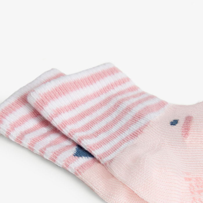 Pack calcetines recién nacido unisex estampados, rosa