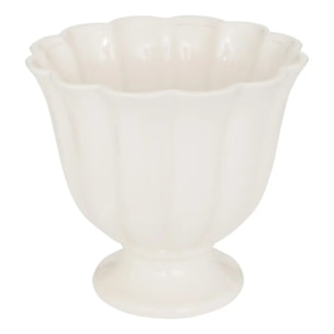 Cache-pot Fleur de rose H24cm blanc