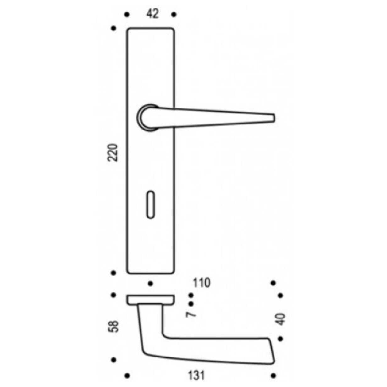 Ensemble de porte Riviera 90 BEZAULT Entraxe 195 mm Champagne - Clé L - 0072836