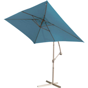 Parasol Structure Métal à Pied Déporté 3 x 2 m - Bleu