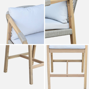 Lot de 2 fauteuils de jardin bois d'acacia et corde Zahara naturel et beige 68 x 58 x 95 cm