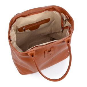 Aurigo bolso Shopper mujer de piel auténtica Dollaro. Doble posición.