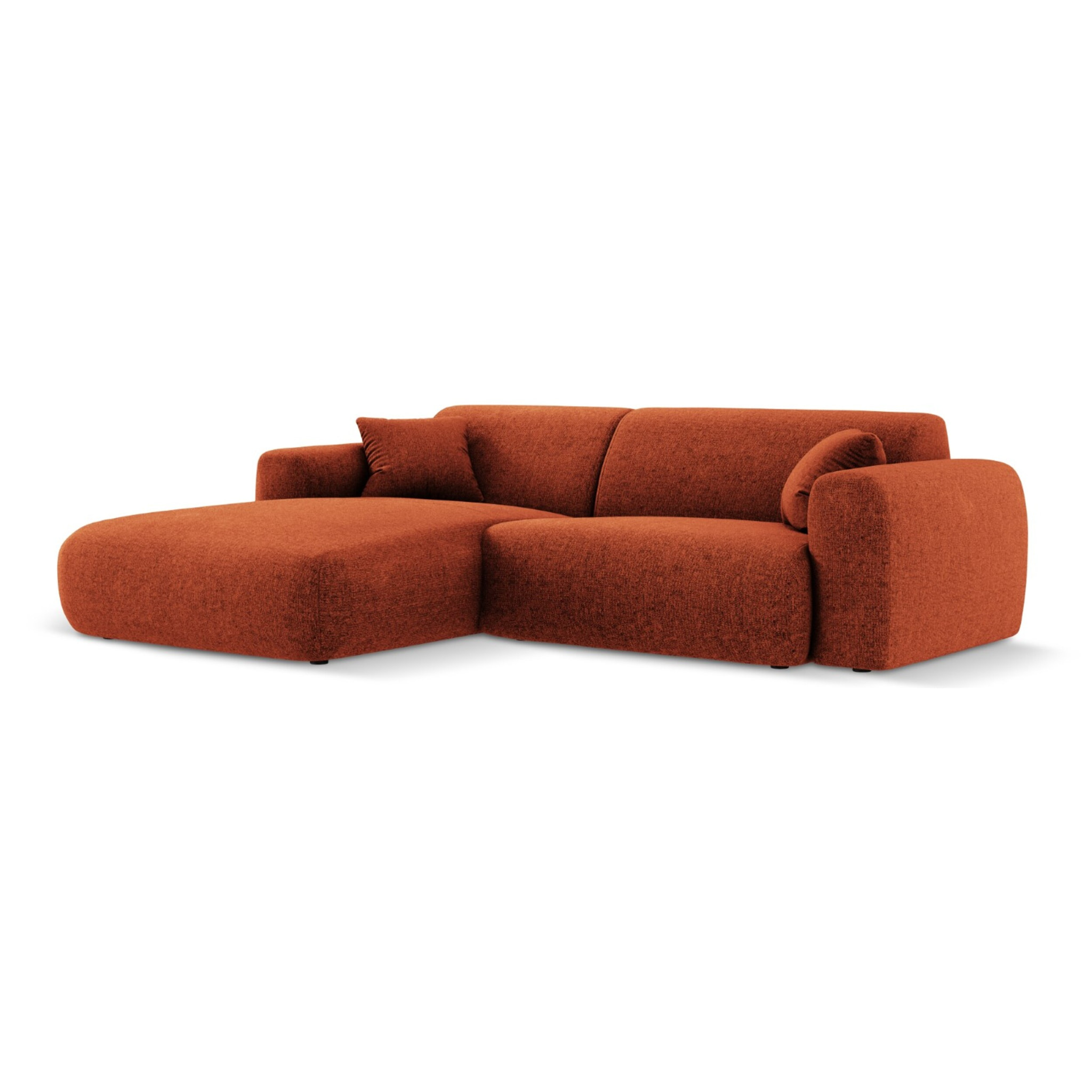Canapé d'angle gauche "Nolio" 4 places en chenille terracotta