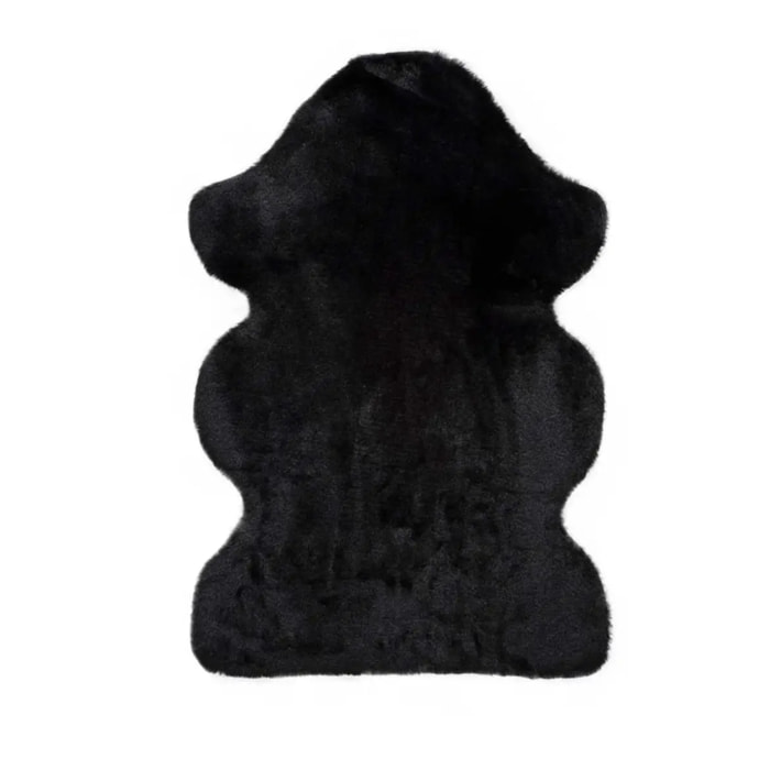 FOX Alfombra lisa lavable pelo largo en negro, varias medidas disponibles