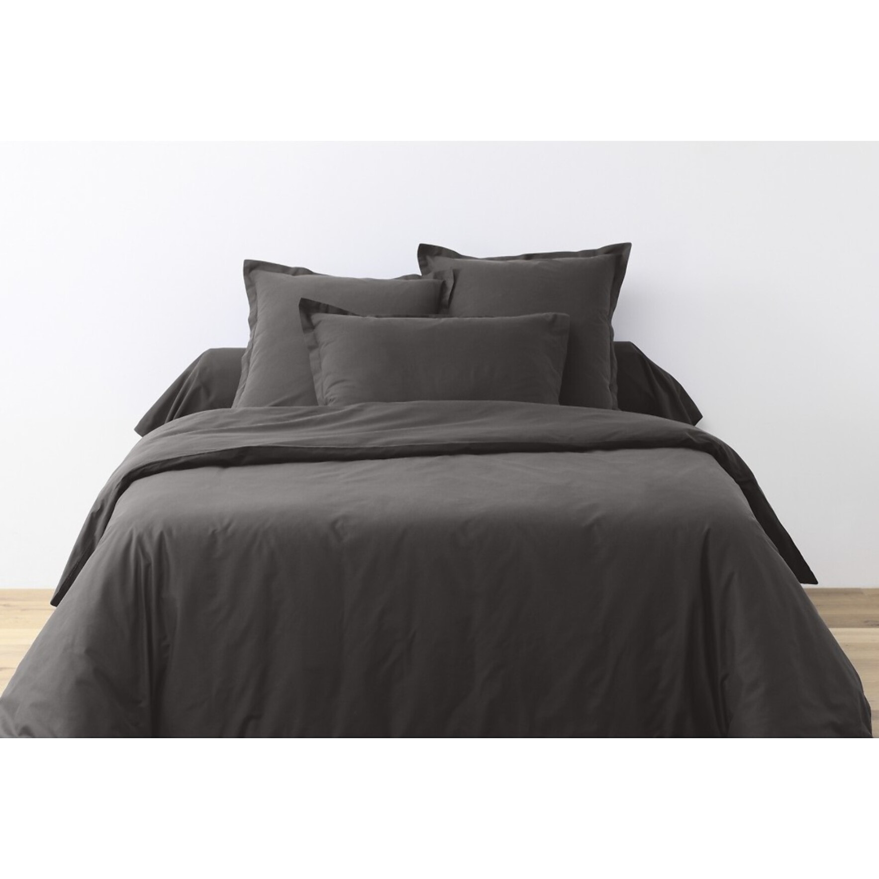 Parure Housse De Couette + 1 taie 100% Coton 57fils Gris FoncÉ