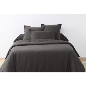 Parure Housse De Couette + 1 taie 100% Coton 57fils Gris FoncÉ