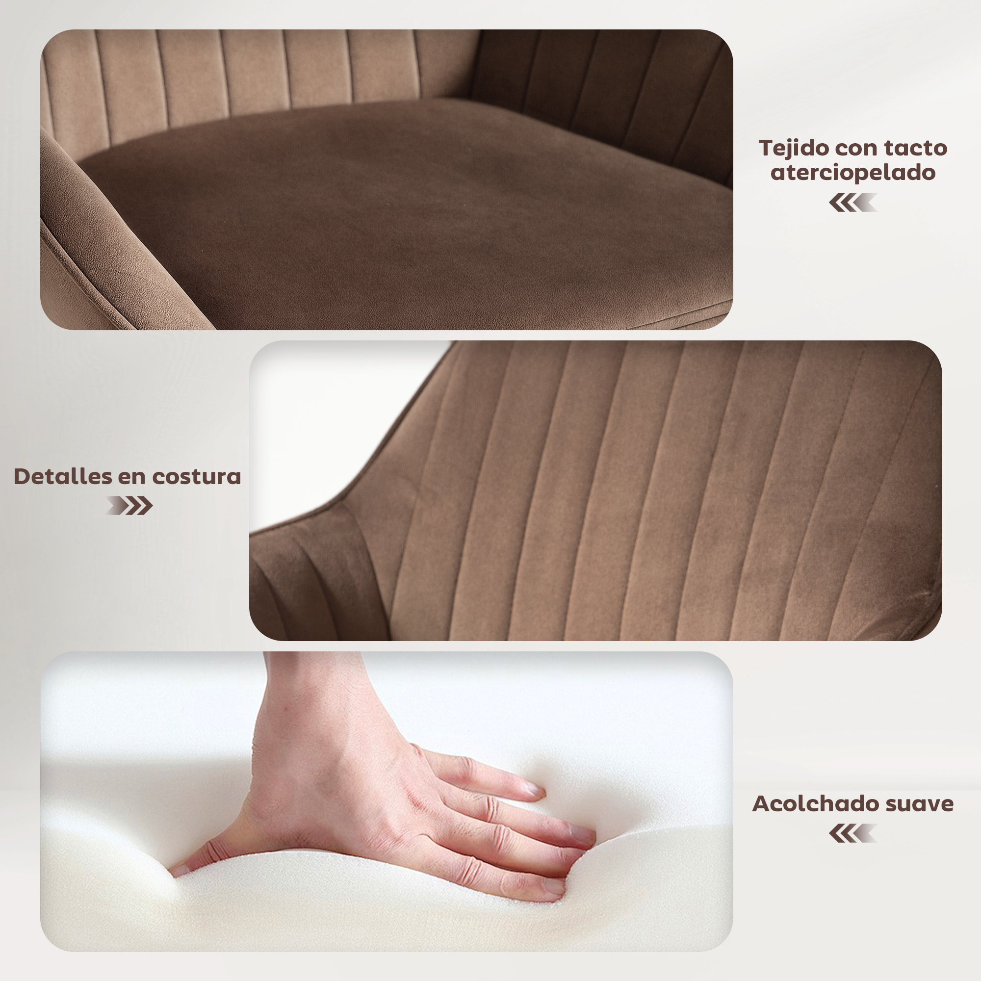 Juego de 2 Taburetes de Bar Giratorios, Taburetes Altos de Cocina con Altura Ajustable 62-83 cm, Sillas Altas de Cocina, Tapizada en Terciopelo, Respaldo y Reposapiés, Marrón