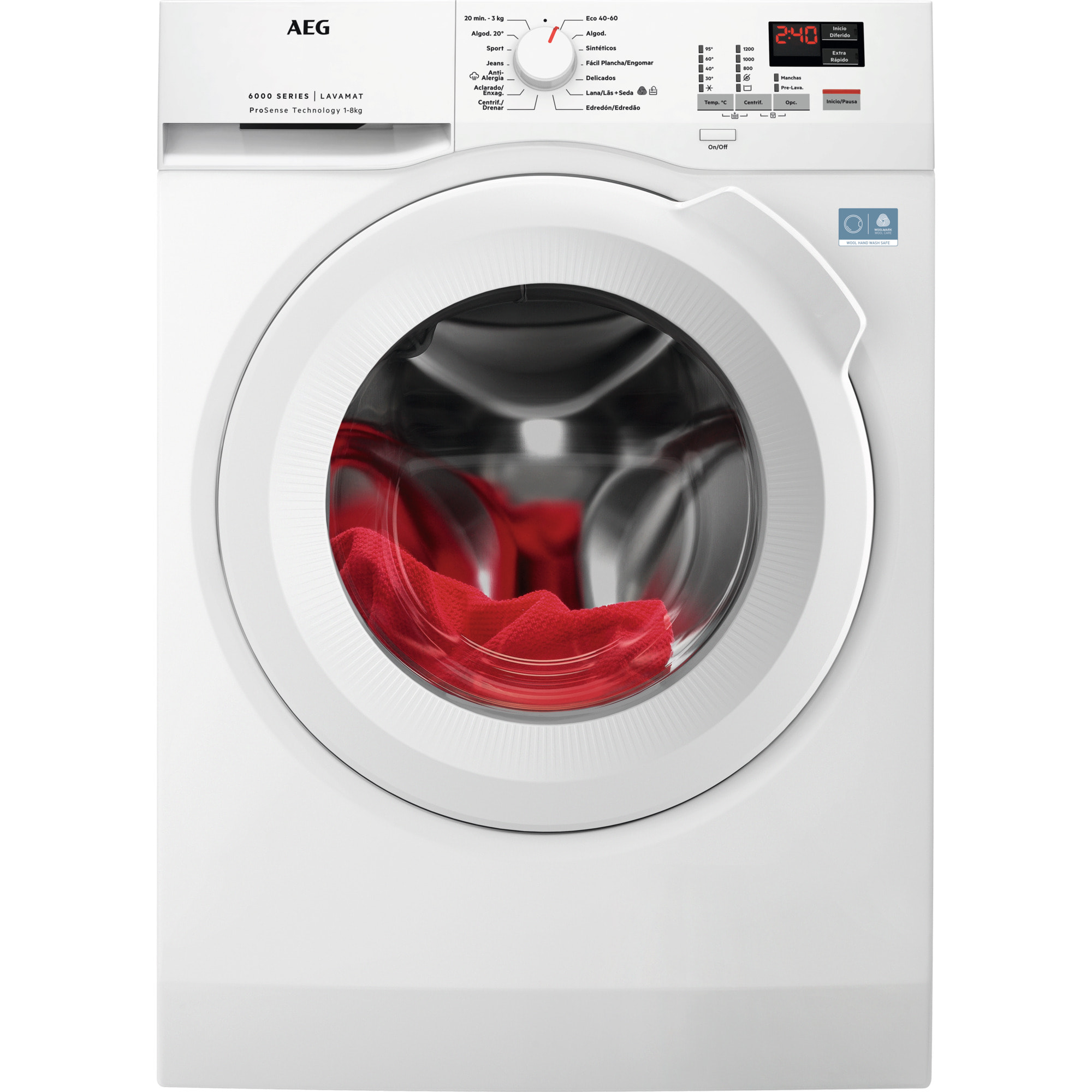 AEG Lavadora de libre instalación Serie 6000 ProSense® de 8.0 kg LFA6K8241C