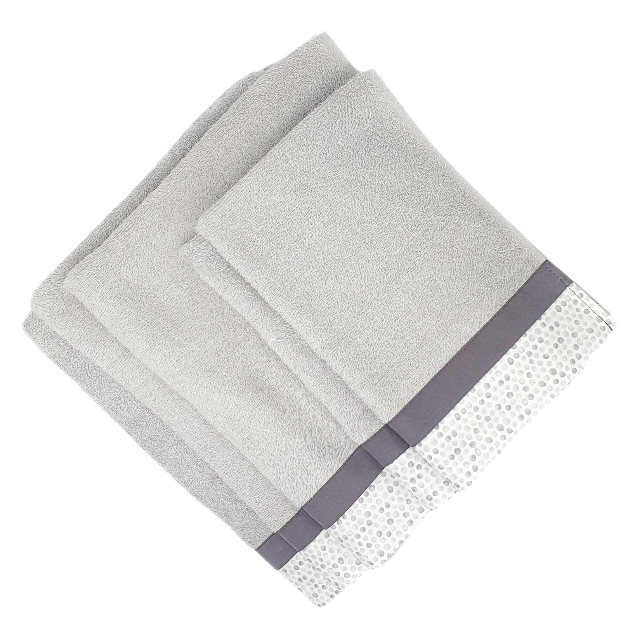 Set Spugna PALLINI 5 Pezzi: 2 Viso+2 Ospite + 1 Telo Bagno - 450 gr/m² - Grigio - Puro Cotone