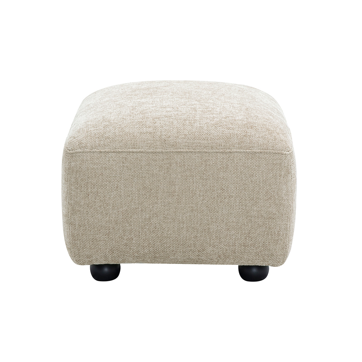 Pouf repose pieds en tissu effet velours texturé beige JOYA
