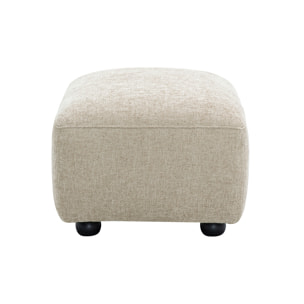 Pouf repose pieds en tissu effet velours texturé beige JOYA