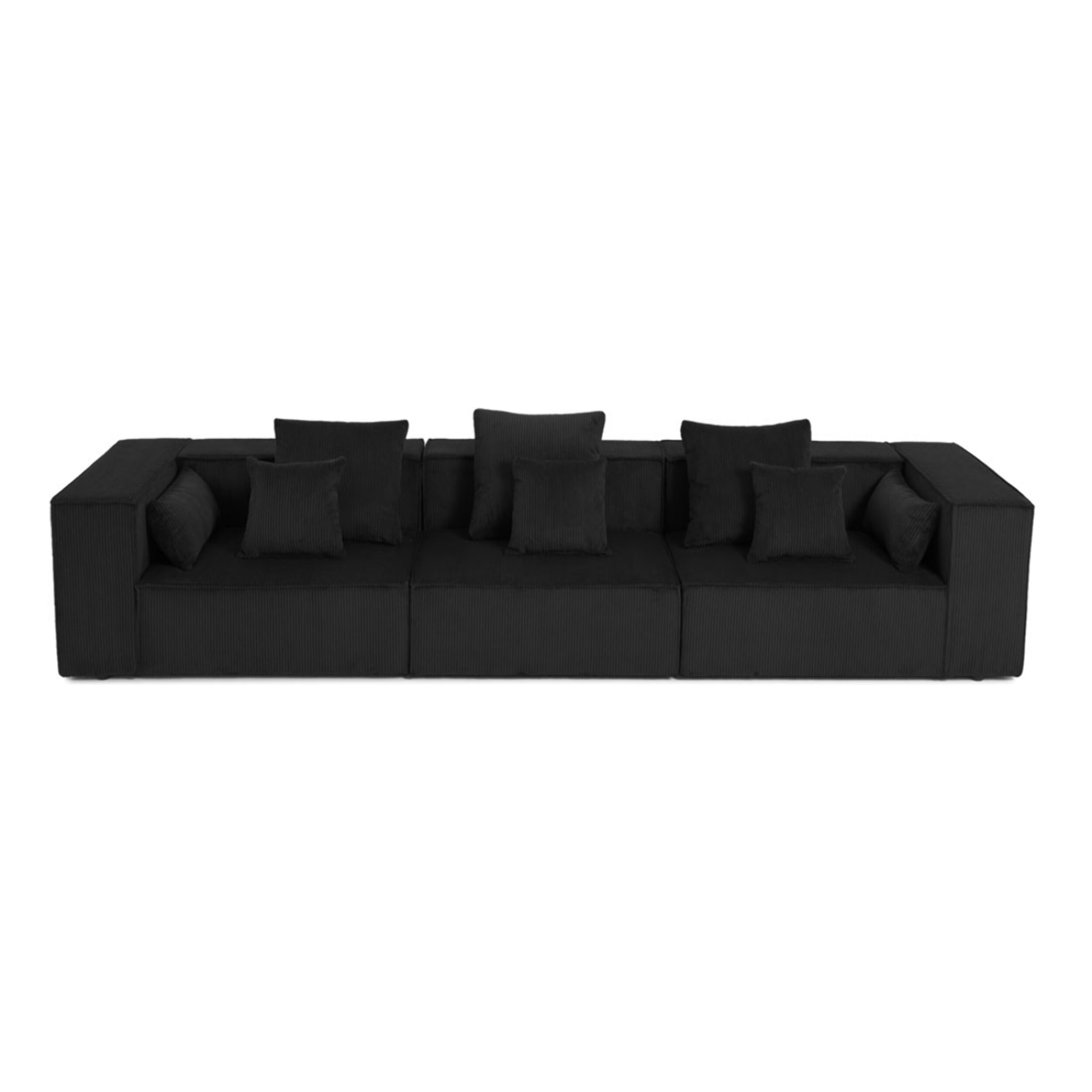 Colombine - canapé modulable droit - 3 places - en velours côtelé - Noir