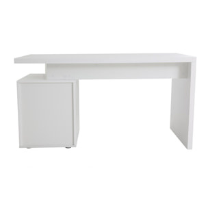 Bureau avec rangements 3 tiroirs design blanc laqué brillant L140 cm CALIX