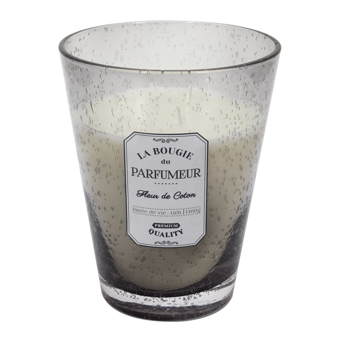 Bougie Parfumee Verre Bulle Gris Clair H23cm
