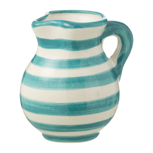 J-Line cruche Granada Stripes - céramique - blanc/aqua - small