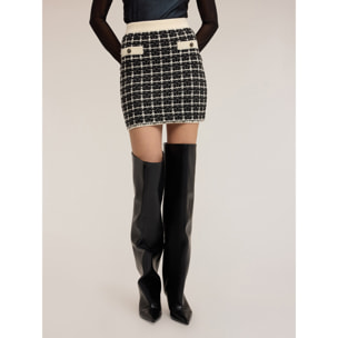 Motivi - Minigonna in maglia check - Nero