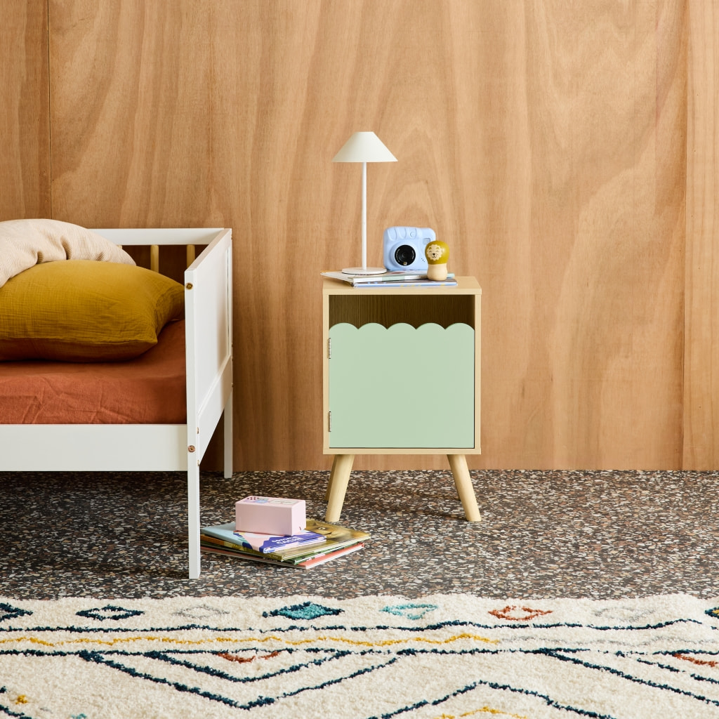 Table de chevet enfant décor bois 1 porte AZUR
