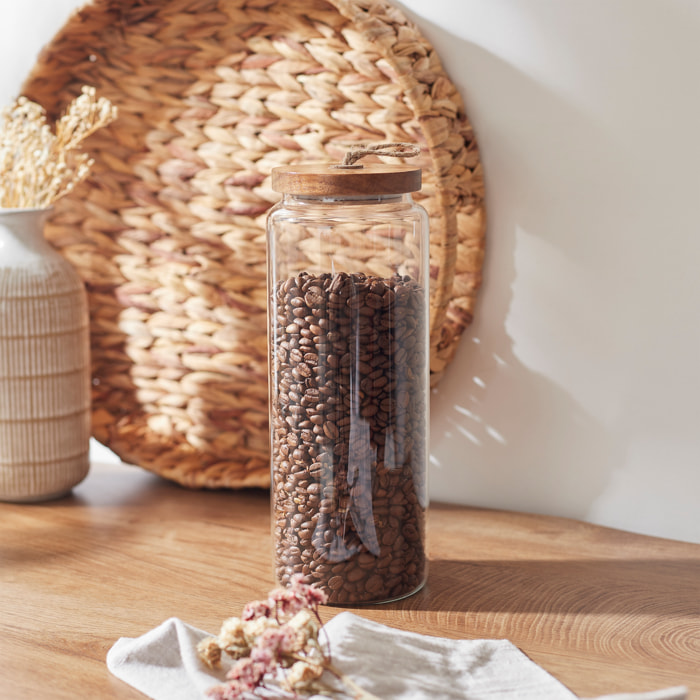 Bocal Verre Couvercle Acacia H27.5cm