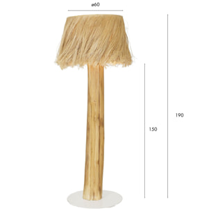 Lampadaire en bois d'acajou et abat jour en abaca h190cm SIARGAO