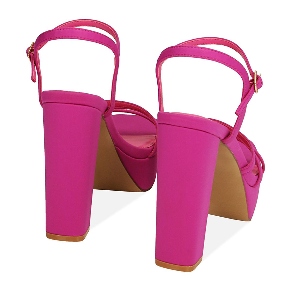 Sandali fucsia in lycra, tacco 12 cm