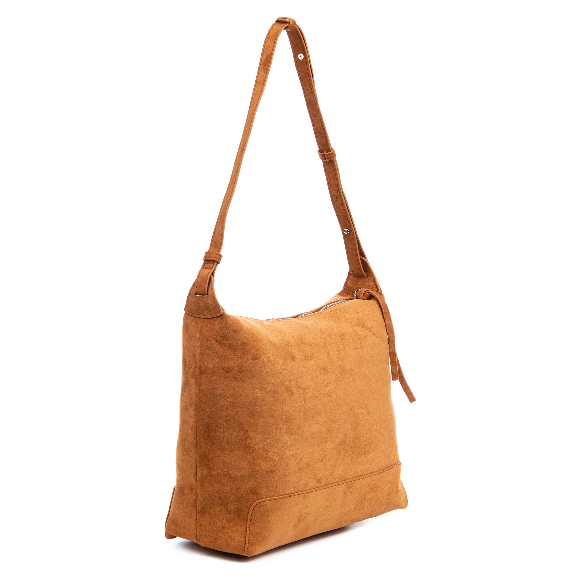 Atella bolso bandolera grande de piel auténtica gamuza.