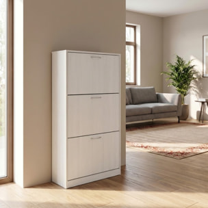 Scarpiera 3 ante salvaspazio in finitura rovere, mobile porta scarpe compatto fino a 18 paia, design moderno e funzionale, ideale per ingresso e corridoio, struttura resistente, facile da montare con istruzioni e accessori inclusi