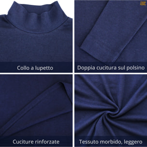 3 Maglie Lupetto Uomo Caldo Cotone Nottingham, Art. NOTLPUDI Assortito (Nero, Grigio Melange, Blu)