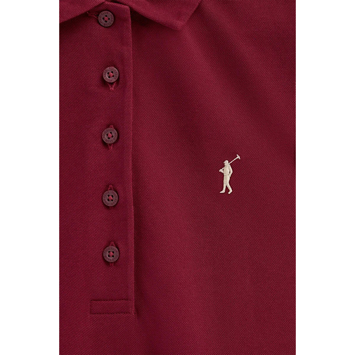 Vestido corto granate sin mangas con cuello polo y logo Rigby Go