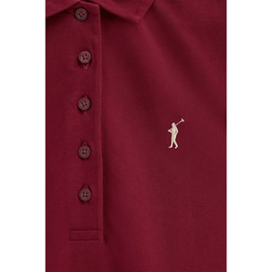 Vestido corto granate sin mangas con cuello polo y logo Rigby Go