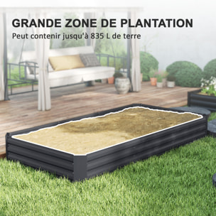 Carré potager de jardin dim. 240L x 120l x 30H cm tôle d'acier ondulée gris