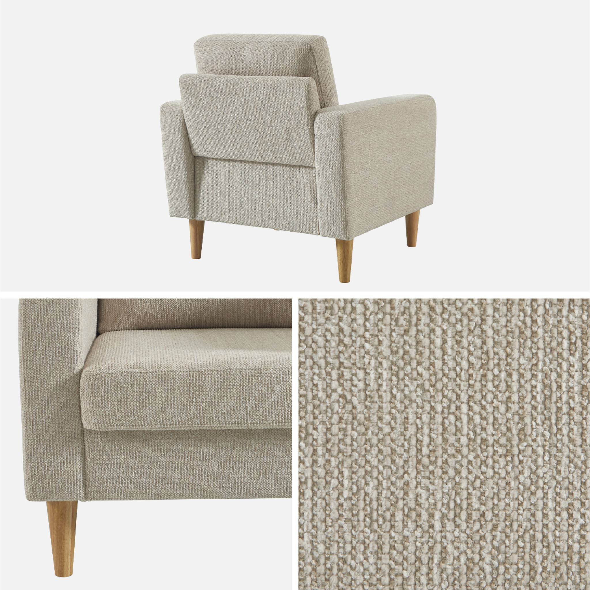 Fauteuil bois d'hévéa et tissu chenille  BJORN