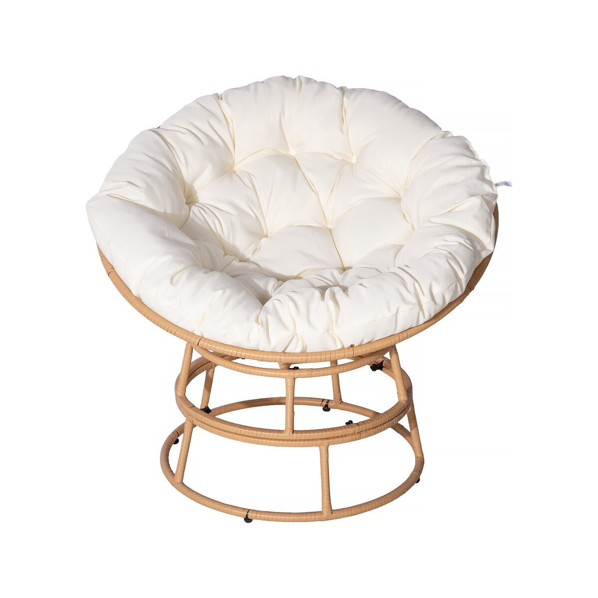Fauteuil papasan intérieur/extérieur style loveuse "Bali" - Ø91cm - Beige