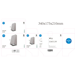 Forlight Aplique de pared exterior Karen Big acabado Cemento IP44 15W E27