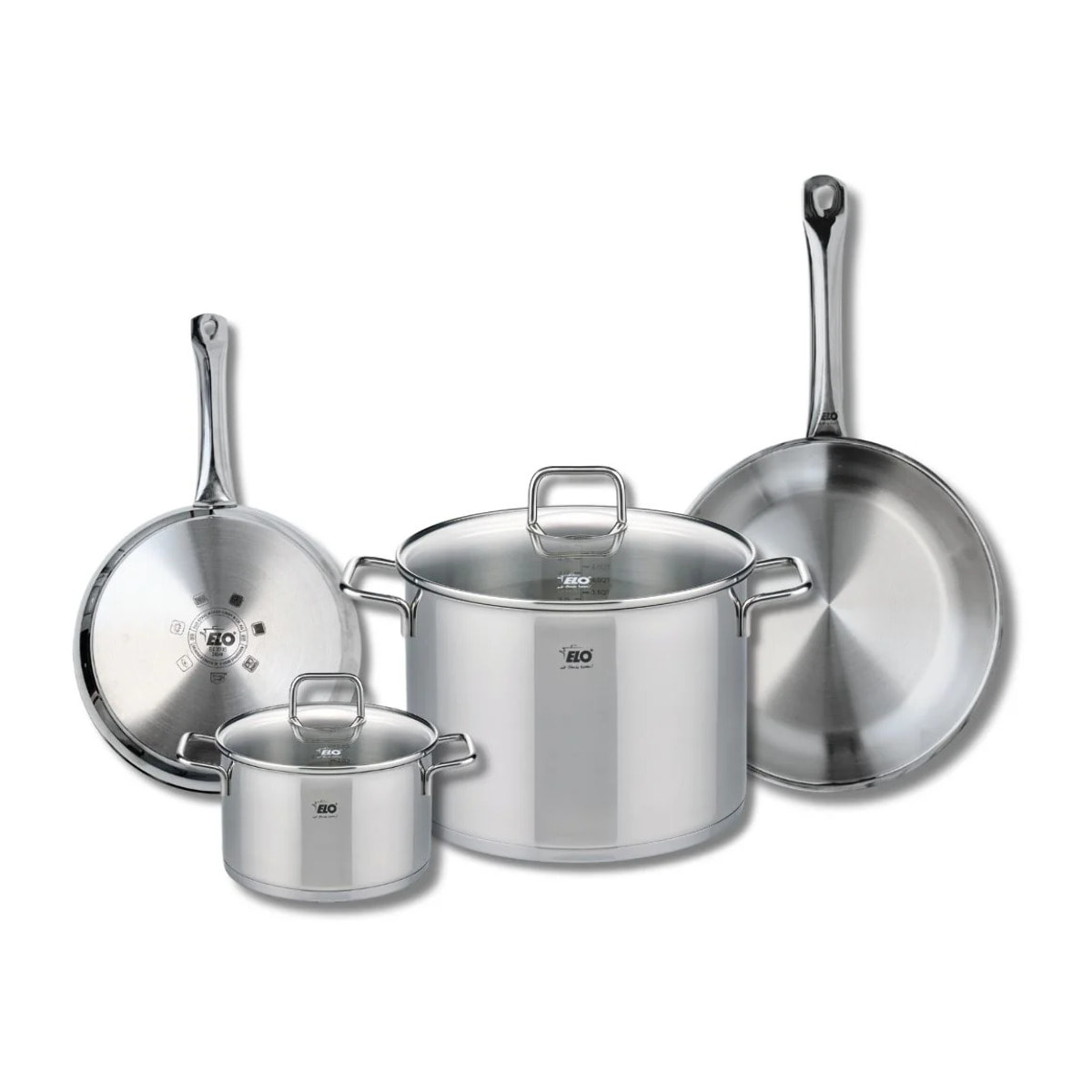 Set de 2 Poêles de cuisson 24 et 28 cm et 2 faitouts 16 et 26 cm Elo Profi Citrin