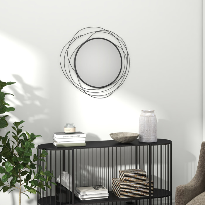Miroir rond design moderne Ø 65 cm métal filaire noir