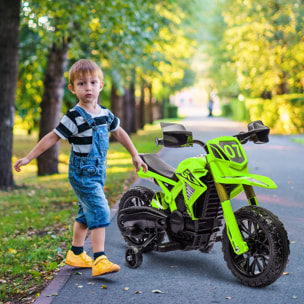 Moto Eléctrica para Niños de +3 Años Moto de Batería 12V para Niños con Ruedas de Entrenamiento Acelerador en Puño y Bocina Carga 30 kg Verde