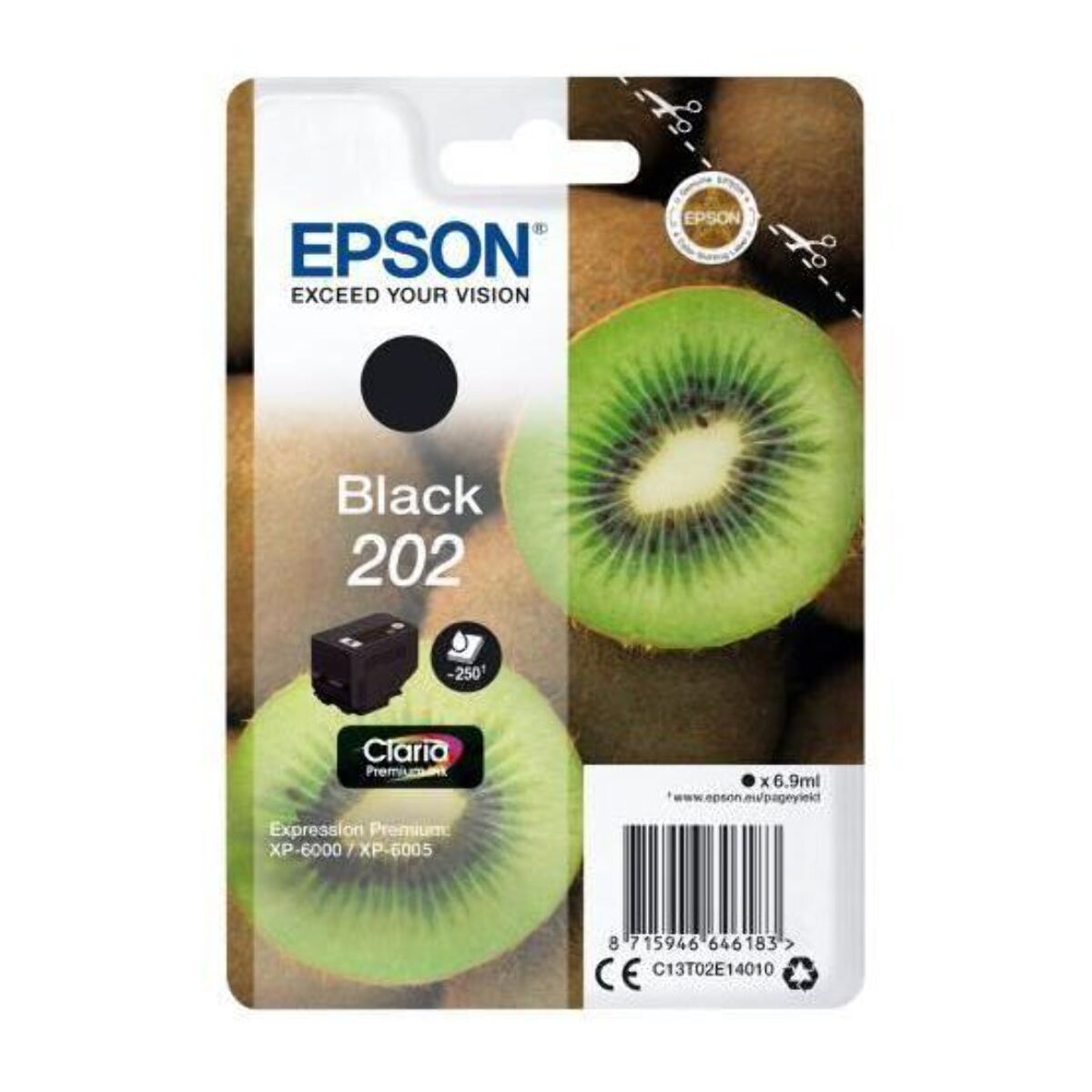 Cartouche d'encre EPSON Originale 202 Noire Série Kiwi - C13T02E14010