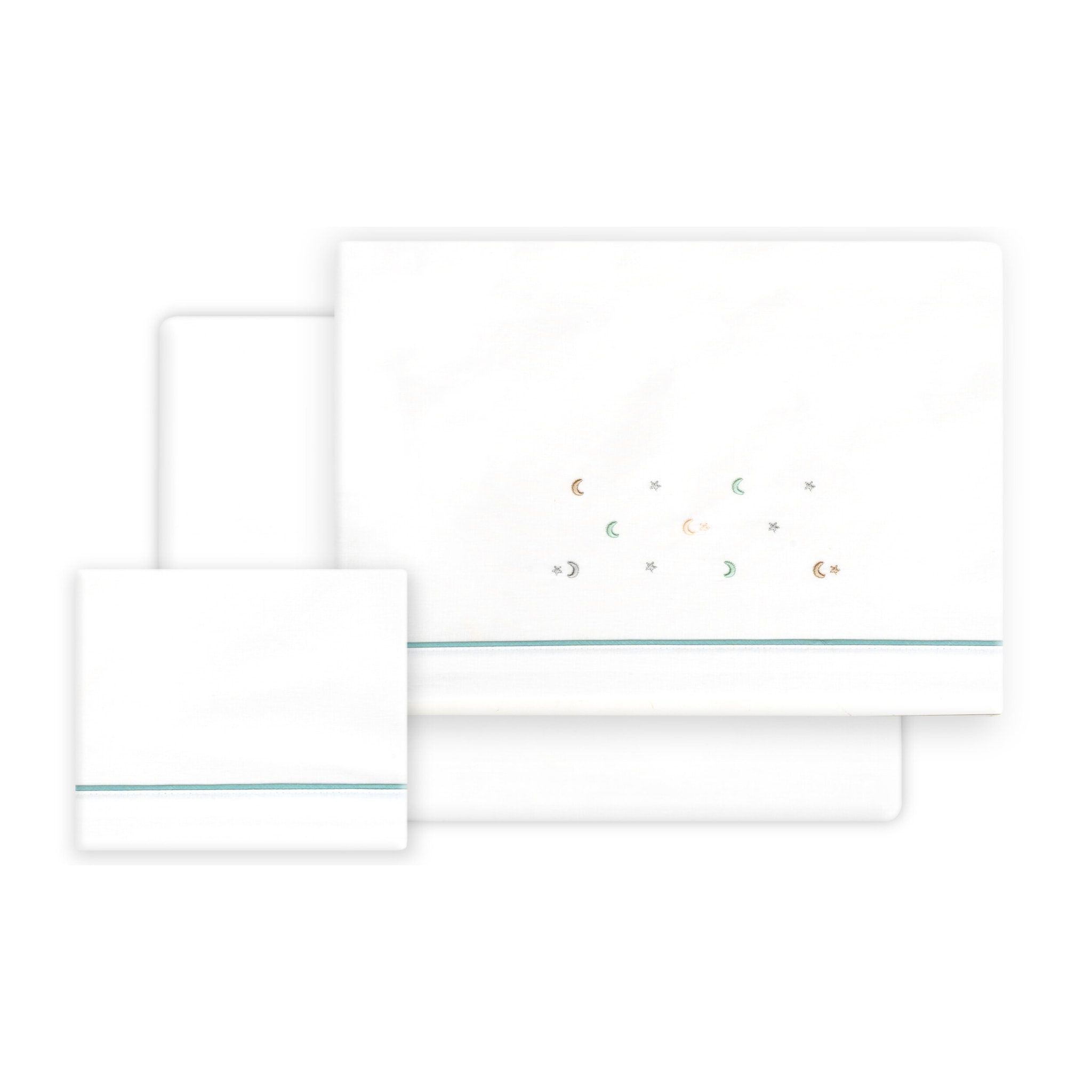 Triptico Cuna Estrella Luna Multicolor + Broche Bco/Verde