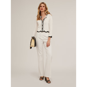 Motivi - Pantaloni palazzo con piega stirata - Bianco