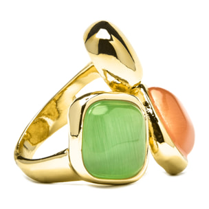 Anillo con Ojo de Gato Multicolor acabado oro 18k