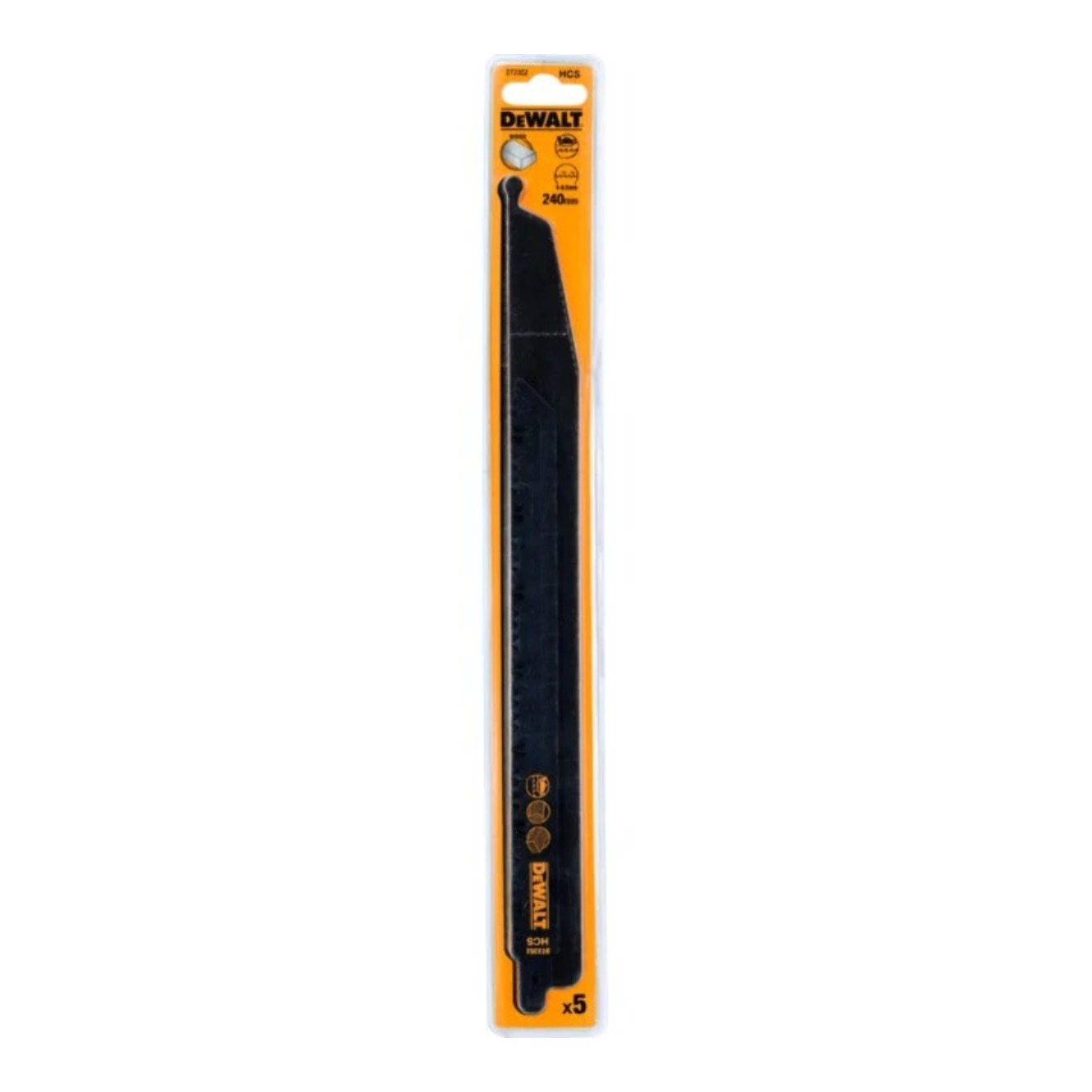 Lame de scie sabre HCS pour la coupe du bois - 240 mm - Jeu de 5 pièces - DEWALT - DT2352-QZ