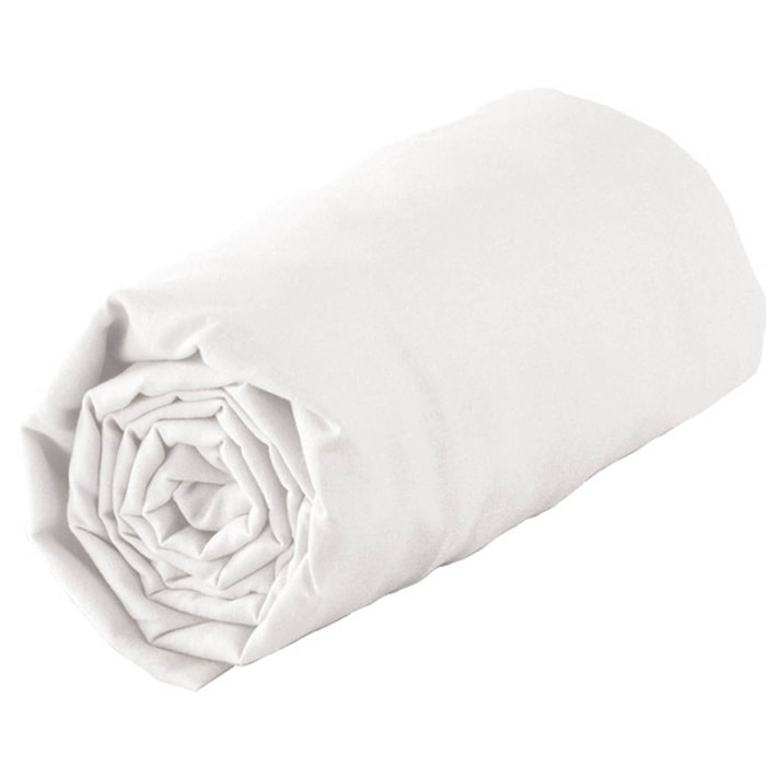 Drap housse 100 % coton 57 fils - Blanc