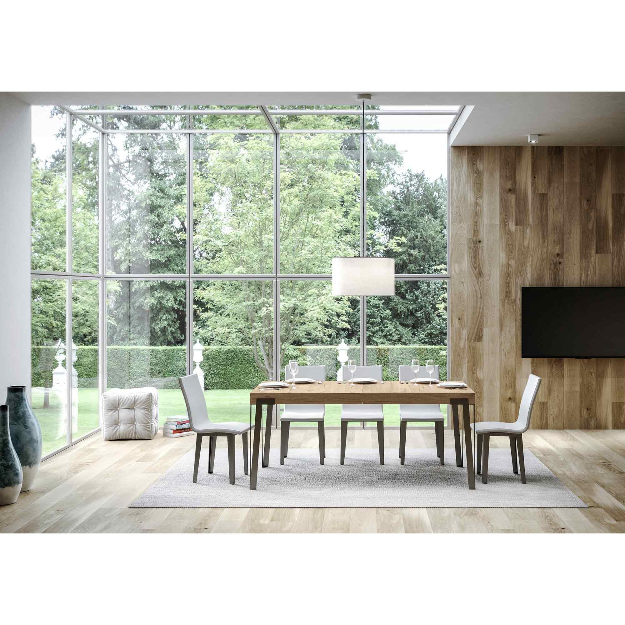 Mesa extensible 90x200/304 cm Rio Roble Natural estructura Antracita