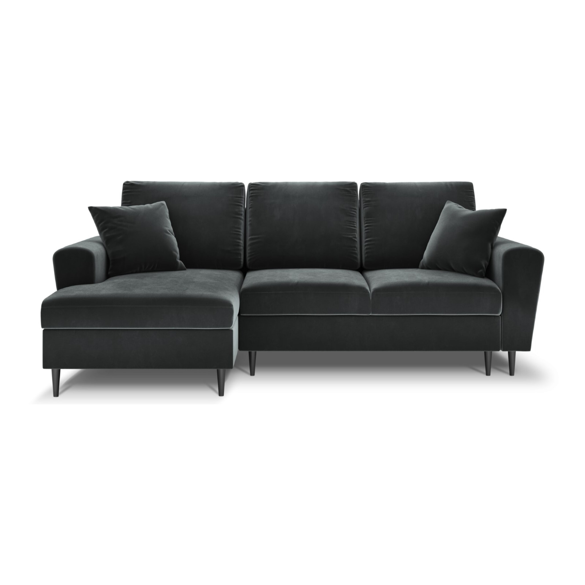 Canapé d'angle gauche convertible avec coffre de rangement "Kyoto" 4 places en velours gris foncé