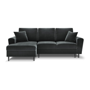 Canapé d'angle gauche convertible avec coffre de rangement "Kyoto" 4 places en velours gris foncé