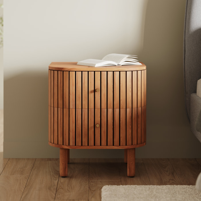 Table de chevet  en bois d'acacia 2 tiroirs - Paola