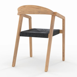 Chaise de jardin en bois de teck recyclé et rotin synthétique - Malio