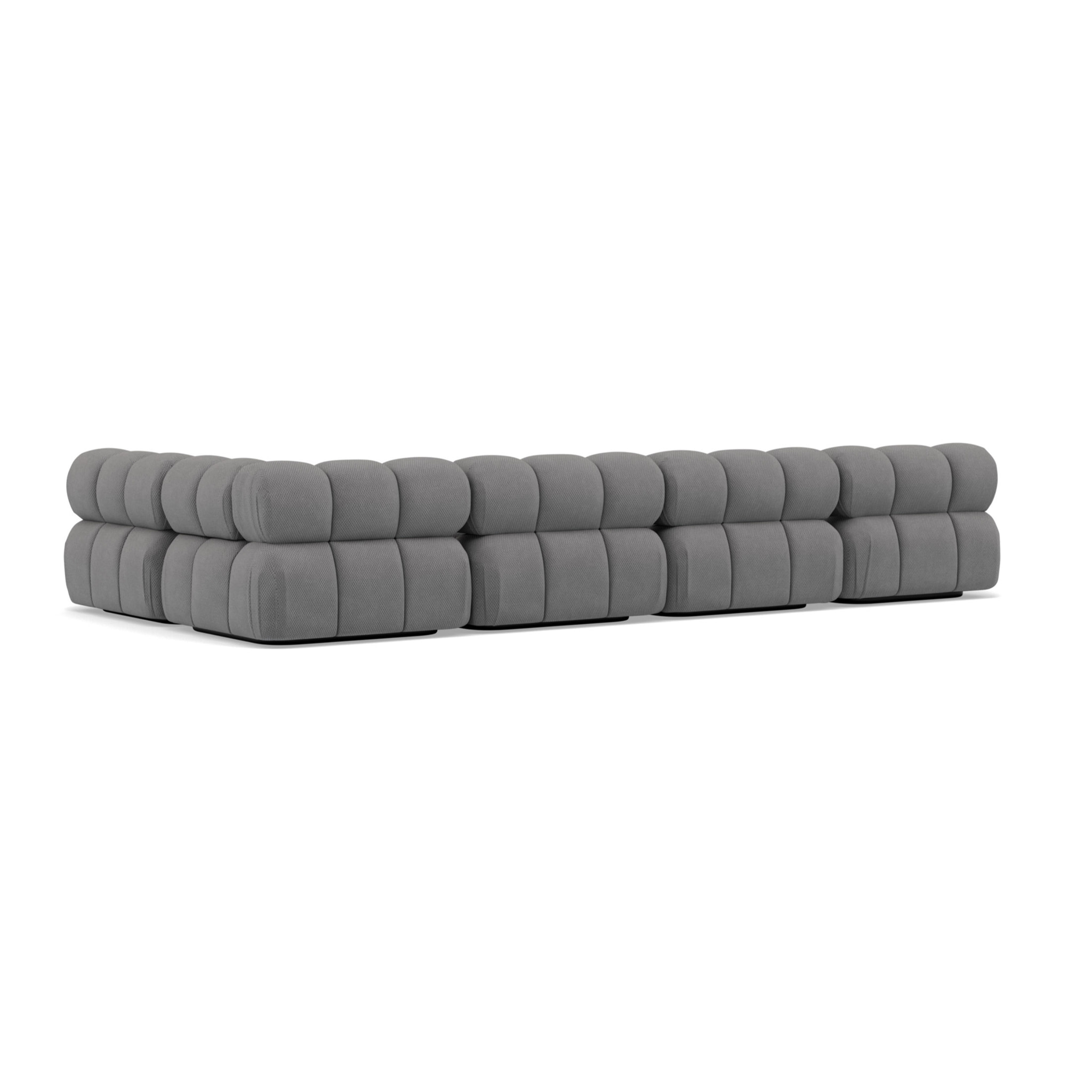 Ruby - canapé panoramique modulable d'angle droit 7 places en velours texturé - Gris